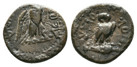 Phrygia, Synnada Æ. Pseudo-autonomous issue. Time of Tiberius, circa AD 14-37. Krassos, magistrate. KPACCOY, eagle, standing to right on club, head to...