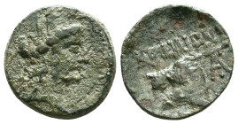 CILICIA. Aigeai. Circa 164-27 BC. AE Turreted head of the city-goddess to right. AIΓEAIΩN Head of a horse to left; to left, monogram.Reference:Conditi...