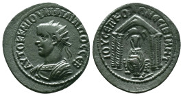 MESOPOTAMIA. Nisibis. Philip II (247-249). Ae.Obv: AYTOK K M IOYΛI ΦIΛIΠΠOC CEB.Radiate and cuirassed bust left.Rev: IOY CEΠ ΚΟΛΩ ΝECIBI MHT.Tyche sea...