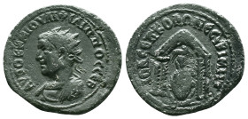 MESOPOTAMIA. Nisibis. Philip II (247-249). Ae.Obv: AYTOK K M IOYΛI ΦIΛIΠΠOC CEB.Radiate and cuirassed bust left.Rev: IOY CEΠ ΚΟΛΩ ΝECIBI MHT.Tyche sea...