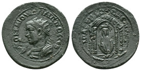 MESOPOTAMIA. Nisibis. Philip II (247-249). Ae.Obv: AYTOK K M IOYΛI ΦIΛIΠΠOC CEB.Radiate and cuirassed bust left.Rev: IOY CEΠ ΚΟΛΩ ΝECIBI MHT.Tyche sea...