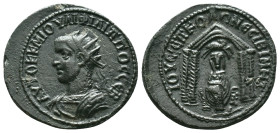 MESOPOTAMIA. Nisibis. Philip II (247-249). Ae.Obv: AYTOK K M IOYΛI ΦIΛIΠΠOC CEB.Radiate and cuirassed bust left.Rev: IOY CEΠ ΚΟΛΩ ΝECIBI MHT.Tyche sea...