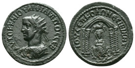 MESOPOTAMIA. Nisibis. Philip II (247-249). Ae.Obv: AYTOK K M IOYΛI ΦIΛIΠΠOC CEB.Radiate and cuirassed bust left.Rev: IOY CEΠ ΚΟΛΩ ΝECIBI MHT.Tyche sea...