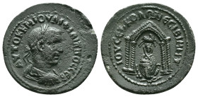 MESOPOTAMIA. Nisibis. Philip II (247-249). Ae.Obv : AVTOK K M IOVΛI ΦIΛIΠΠOC CЄB.Laureate and cuirassed bust left.Rev : IOV CЄΠ KOΛΩ NЄCIBI MHT.Statue...