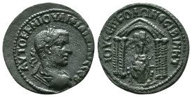 MESOPOTAMIA. Nisibis. Philip II (247-249). Ae.Obv : AVTOK K M IOVΛI ΦIΛIΠΠOC CЄB.Laureate and cuirassed bust left.Rev : IOV CЄΠ KOΛΩ NЄCIBI MHT.Statue...