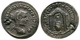 MESOPOTAMIA. Nisibis. Philip II (247-249). Ae.Obv : AVTOK K M IOVΛI ΦIΛIΠΠOC CЄB.Laureate and cuirassed bust left.Rev : IOV CЄΠ KOΛΩ NЄCIBI MHT.Statue...