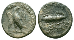 Hadrian (117-138). AE, Quadrans. Rome. Hadrian (117-138). Rome.Obv: IMP CAESAR TRAIAN HADRIANVS AVG. Eagle standing right on thunderbolt, head l.Rev: ...