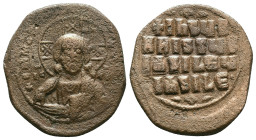 Anonymous. Class A2. Time of Basil II and Constantine VIII (1020-1028). AE follis . Constantinople. Obv: +EMMA-NOVHΛ, bust of Christ facing, wearing n...