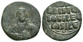 Anonymous. Class A2. Time of Basil II and Constantine VIII (1020-1028). AE follis . Constantinople. Obv: +EMMA-NOVHΛ, bust of Christ facing, wearing n...