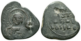 Anonymous. Class A2. Time of Basil II and Constantine VIII (1020-1028). AE follis . Constantinople. Obv: +EMMA-NOVHΛ, bust of Christ facing, wearing n...
