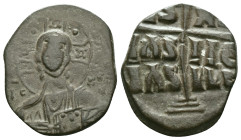 ANONYMOUS FOLLES. Class B. Attributed to Romanus III (1028-1034). Obv: + EMMA NOVHΛ / IC - XC. Bust of Christ facing, holding book of Gospels and wear...