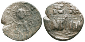 ANONYMOUS FOLLES. Class C. Attributed to Michael IV (1034-1041). Obv: + ЄMMANOVHΛ / IC - XC. Christ Antiphonetes standing facing. Rev: IC - XC / NI - ...