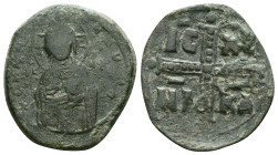 ANONYMOUS FOLLES. Class C. Attributed to Michael IV (1034-1041). Obv: + ЄMMANOVHΛ / IC - XC. Christ Antiphonetes standing facing. Rev: IC - XC / NI - ...