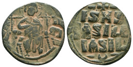 Anonymous (attributed to Constantine IX). Ca. 1042-1055. AE follis . Class D anonymous. Constantinople mint, struck ca. 1042-55. nimbate Christ seated...