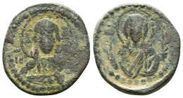 Anonymous Follis, Class G. Romanus IV, AD 1068-1071. AE, Follis. Constantinople. Obv: IC XC. Bust of Christ, nimbate, facing, right hand raised, scrol...