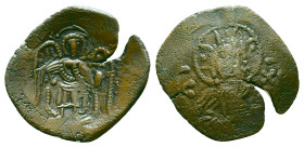 Latin Rulers of Constantinople. Aspron Trachy. 1204-1261 AD. Constantinople. (Doc-16). (Sear-2036). Anv.: Facing bust of Christ Pantokrator; IC-XC acr...