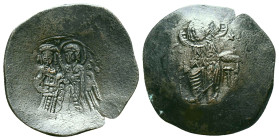 Manuel I Comnenus. 1143-1180. Æ Aspron Trachy . Constantinople mint. Struck 1167-1180(?). Christ Pantocrator entrhoned facing; stars flanking / Manuel...