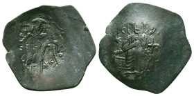 Manuel I Comnenus. 1143-1180. Æ Aspron Trachy . Constantinople mint. Struck 1167-1180(?). Christ Pantocrator entrhoned facing; stars flanking / Manuel...