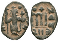 Arab Byzantine CoinsUMAYYAD CALIPHATE.Pseudo Byzantine TypeReference : "Repatinated"Condition: Very Fine