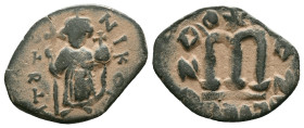 Arab Byzantine CoinsUMAYYAD CALIPHATE.Pseudo Byzantine TypeReference : "Repatinated"Condition: Very Fine
