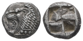 Thrace, Thracian Chersonesos, 'Kardia'. Miltiades II. AR Tetrobol, 2.70 g 12.15 mm. Circa 499-493 BC.
Obv: Lion's head to left with open jaws and prot...