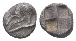 Asia Minor, Uncertain. AR Hemiobol, 0.51 g. 7.92 mm. Late 6th-early 5th centuries BC.
Obv.: Helmet left.
Rev.: Quadripartite incuse square.
Ref.: SNG ...