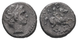 Kings of Thrace (Macedonian). Lysimachos, 1/10 Tetradrachm, 1.07 g 10.27 mm. As satrap, 323-305 BC. Amphipolis.
Obv: Diademed head of Apollo right.
Re...