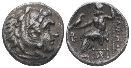 Kings of Macedon. Alexander III "the Great". AR, Drachm. 4.08 g. 18.00 mm. 336-323 BC. Early posthumous issue of Lampsakos, ca. 323-317 BC.
Obv.: Head...