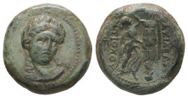 Seleukid Kingdom, Antiochos I Soter. Ae, 4.49 g 16.99 mm. 281-261 BC. Seleukeia on the Tigris. 
Obv: Laureate head of Apollo facing slightly right 
Re...