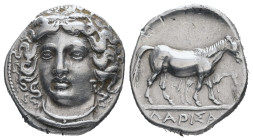 Thessaly, Larissa. AR Drachm, 5.97 g 19.48 mm. Early-mid 4th century BC. 
Obv: Head of the nymph Larissa facing slightly left, grain ears in hair 
Rev...