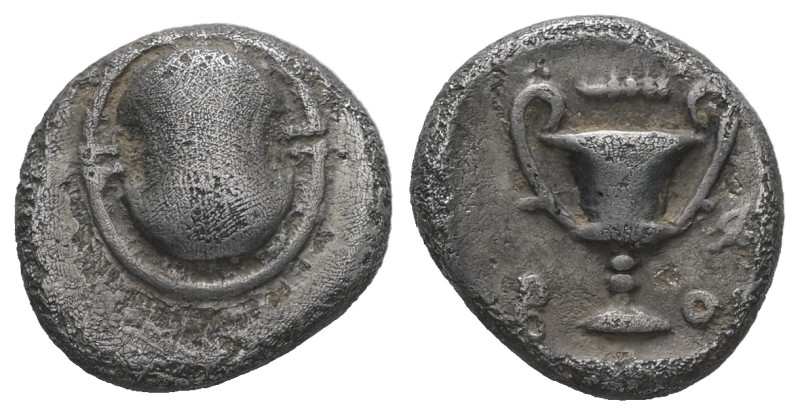 Boeotia, Federal Coinage. AR Hemidrachm, 2.51 g 13.98 mm. Circa 395-340 BC.
Obv:...