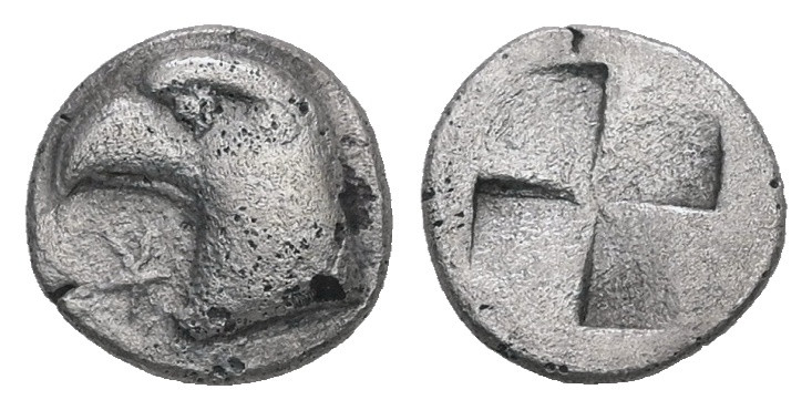 Aeolis, Kyme. AR Hemiobol. 0.43 g. 7.86 mm. Circa 450-400 BC.
Obv.: Eagle's head...