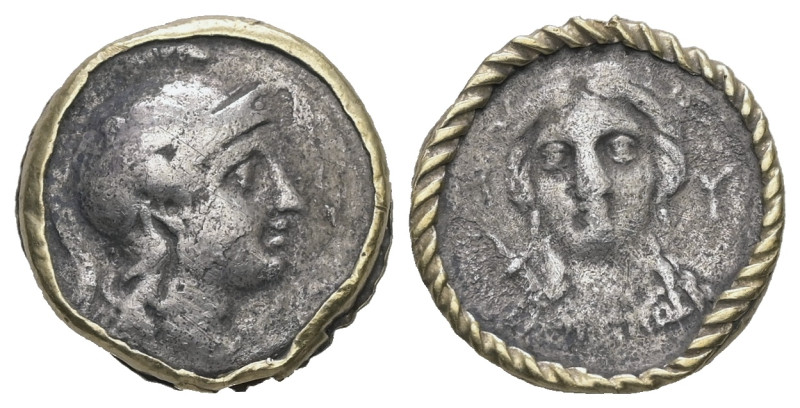 Aeolis, Myrina. AR Hemidrachm, 1.95 g 14.09 mm. 4th century BC.
Obv: Helmeted he...