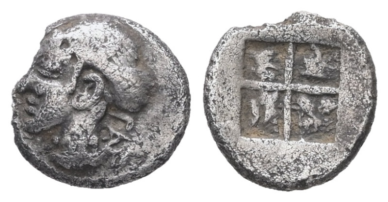Troas, Gargara. AR Hemiobol, 0.49 g 8.82 mm. 5th century BC.
Obv: Female head le...