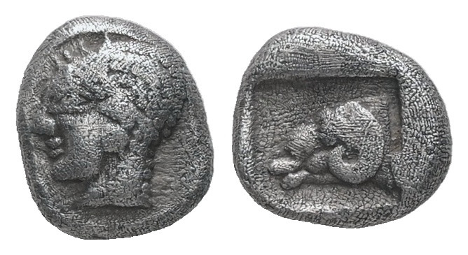 Troas, Kebren. AR, Obol. 0.60 g. - 7.58 mm. Circa 480-450 BC.
Obv.: Archaic fema...