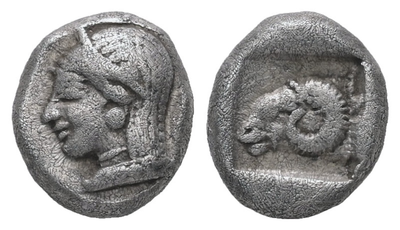 Troas, Kebren. AR Diobol, 1.27 g 9.26 mm. Circa 450 BC.
Female head to left, wea...