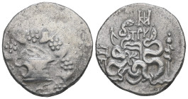 Mysia, Pergamon. AR Cistophoric Tetradrachm, 12.20 g 25.71 mm. Circa 133-67 BC.
Obv: Cista mystica with serpent; all within ivy wreath.
Rev: Bow case ...