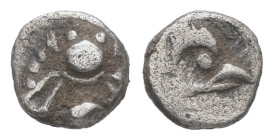 Ionia, Ephesos. AR, Tetartemorion. 0.21 g. - 6.25 mm. Circa 500-420 BC.
Obv.: Bee with slightly curved wings; annulet to left and right.
Rev.: Ε Φ, He...