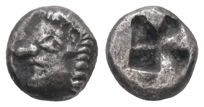 Ionia, Kolophon. AR Diobol, 1.00 g 8.88 mm. Circa 530/25-500 BC.
Obv: Archaic he...