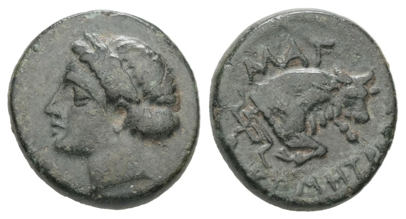 Ionia, Magnesia ad Meandrum. Ae, 2.23 g 14.15 mm. 4th century BC. Uncertain magi...