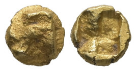 Ionia, Uncertain. EL 1/24 Stater. 0.63 g 6.75 mm. Circa 625-600 BC.
Obv: Raised clockwise swastika pattern.
Rev: Quadripartite incuse square.
Ref: Wei...
