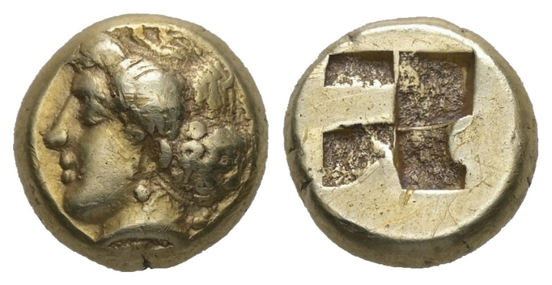 Ionia, Phokaia. EL Hekte, 2.54 g 10.20 mm. Circa 478-387 BC.
Obv: Head of nymph ...