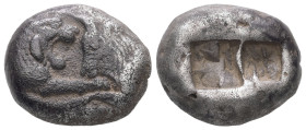 Kings of Lydia, Kroisos. AR Double Siglos or Stater, 10.44 g 19.63 mm. Circa 564/53-550/39 BC.Sardes.
Obv: Confronted foreparts of lion and bull.
Rev:...
