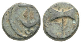 Cyprus, Uncertain. Ae, 2.51 g 13.36 mm. 4th century BC. 
Obv: Labrys 
Rev: Anchor. 
Ref: Destrooper –; Tziambazis Suppl. 32 (Salamis, Evagoras II); Ma...