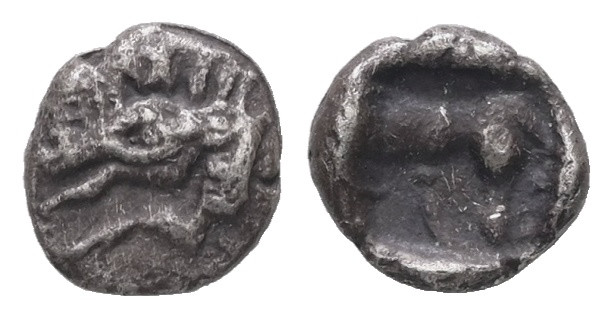 Asia Minor, Uncertain. AR Hemiobol, 0.29 g 6.44 mm. 5th century BC. 
Obv: Forepa...