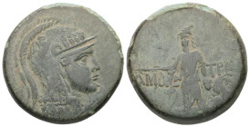 Paphlagonia, Amastris. Ae, 16.03 g 29.04 mm. Time of Mithradates VI Eupator. Circa 90-85 BC.
Obv: Helmeted head of Athena right, in crested helmet wit...