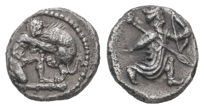 Cilicia, Mallos. Time of Artaxerxes II to Darios III. AR Obol, 0.69 g 9.77 mm. 4...