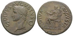 Divus Augustus, died AD 14. AE, Dupondius. Rome, struck under Claudius, c. AD 41-50. 15.41 g 30.61 mm
Obv: DIVVS AVGVSTVS, S C. Head of Augustus, radi...