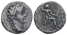 Tiberius, 14-37 AD. AR Denarius, "Tribute Penny" type. 3.27 g. 16.65 mm. Lugdunum (Lyon).
Obv: TI CAESAR DIVI AVG F AVGVSTVS. Laureate head right.
Rev...