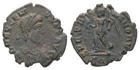 ★ Usurper Eugenius ★

Eugenius, AD. 392-394. AE Nummus. 0.72 g. - 14.42 mm. Aquileia, 393-394 AD.
Obv.: D N EVGENIVS P F AVG. Bearded, pearl-diadem...
